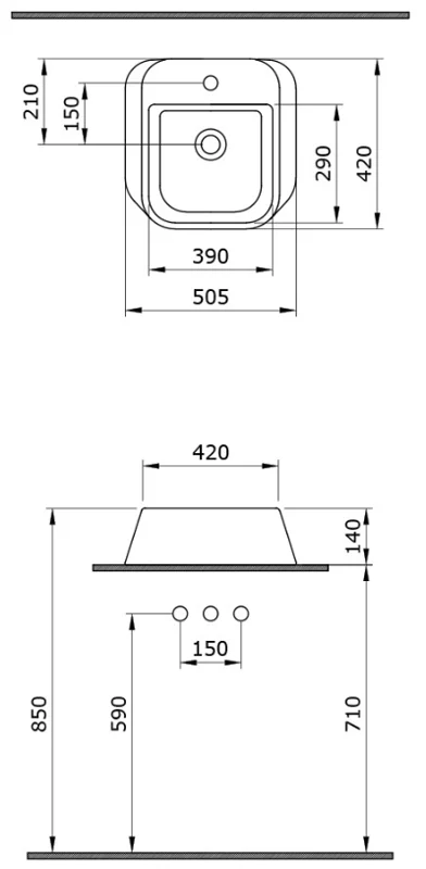 Раковина накладная Bocchi Firenze 1074-004-0126 черный