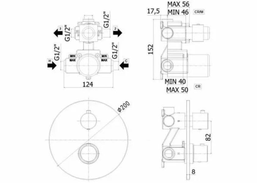 Смеситель для душа Paffoni Light LIQ018BO с внутренней частью, белый