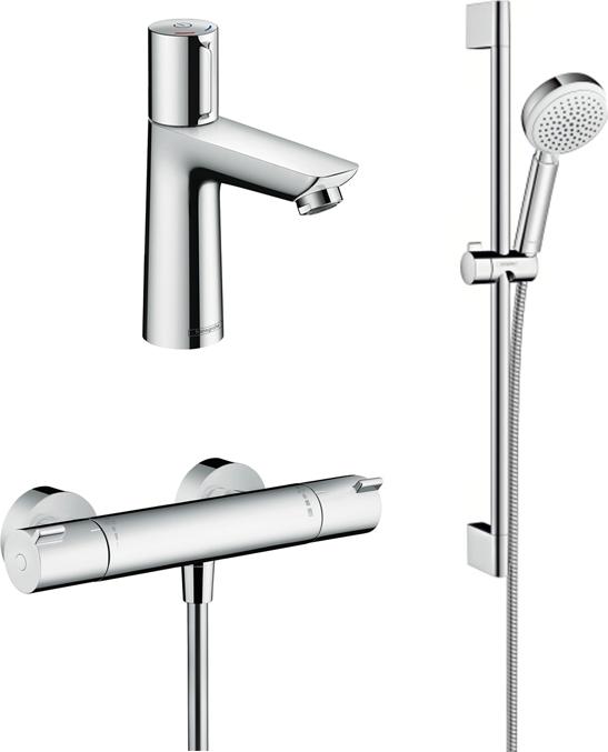 Комплект для ванной Термостат Hansgrohe Ecostat 1001 CL ВМ 13211000 + Смеситель Hansgrohe Talis Select E 71750000 + Душевой гарнитур Hansgrohe Crometta 26651400