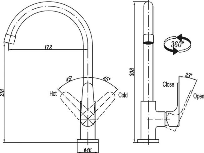 Смеситель для кухни Cezares LACONICO-C-LL25-BLC, белый