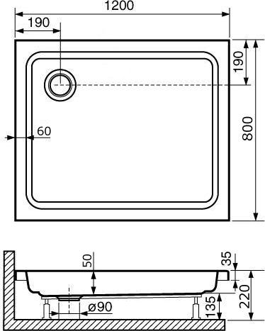 Душевой поддон RGW STYLE 16180282-11 80x120 см, белый