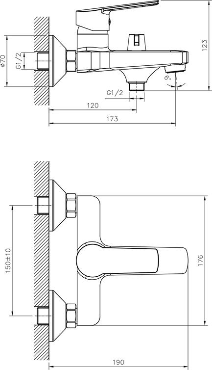 Смеситель для ванны с душем Decoroom DR22036, хром