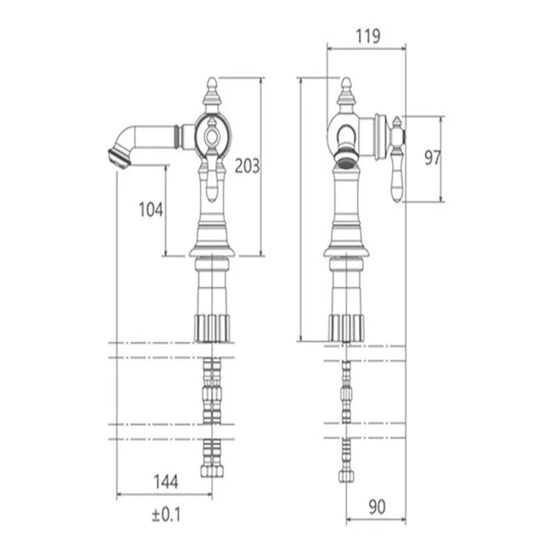 Смеситель для раковины Shouder Bizans 230207 золото