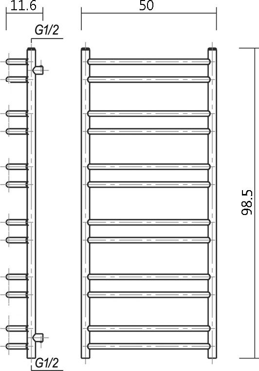 Полотенцесушитель водяной Domoterm Калипсо П12 50x100 античная бронза