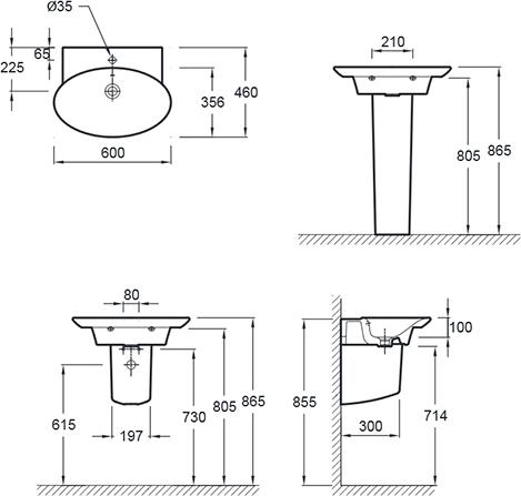 Раковина Jacob Delafon Presquile E4438-00 60 см