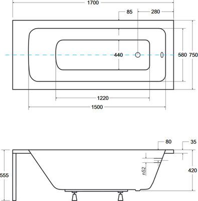 Акриловая ванна Besco Talia 170х75 WAT-170-PK