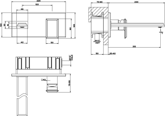 Смеситель для раковины Gessi Eleganza 46088#149, finox