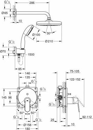 Набор для комплектации душа Grohe Eurosmart Cosmopolitan 25219001