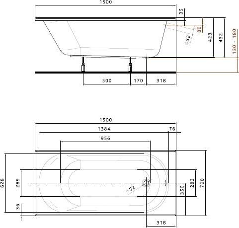 Акриловая ванна KOLO Opal Plus XWP1250000