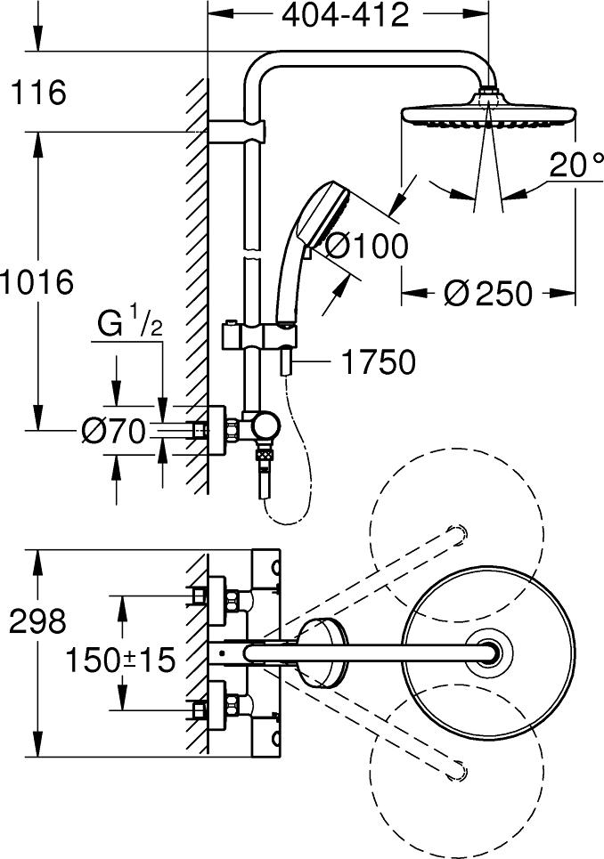 Душевая стойка Grohe Tempesta Cosmopolitan 26670000, хром