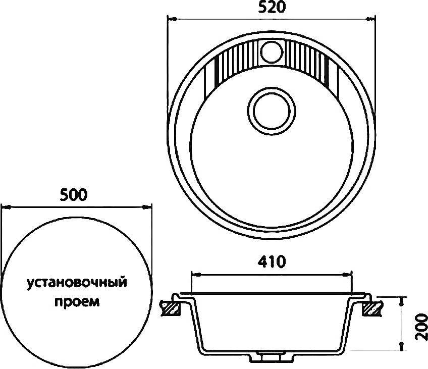 Кухонная мойка GranFest Rondo GF-R520 чёрный