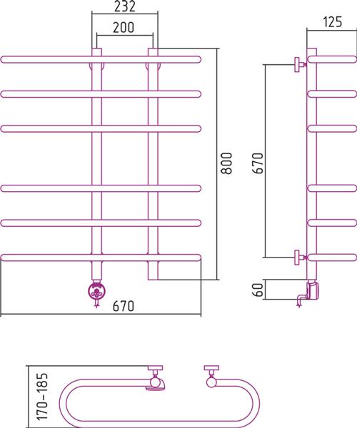 Полотенцесушитель электрический Сунержа Фурор 80x70 L