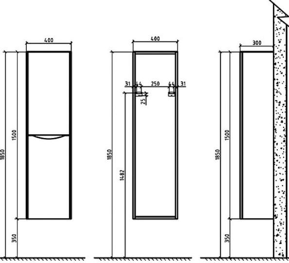 Шкаф-пенал BelBagno Ancona-N 150 bianco lucido R