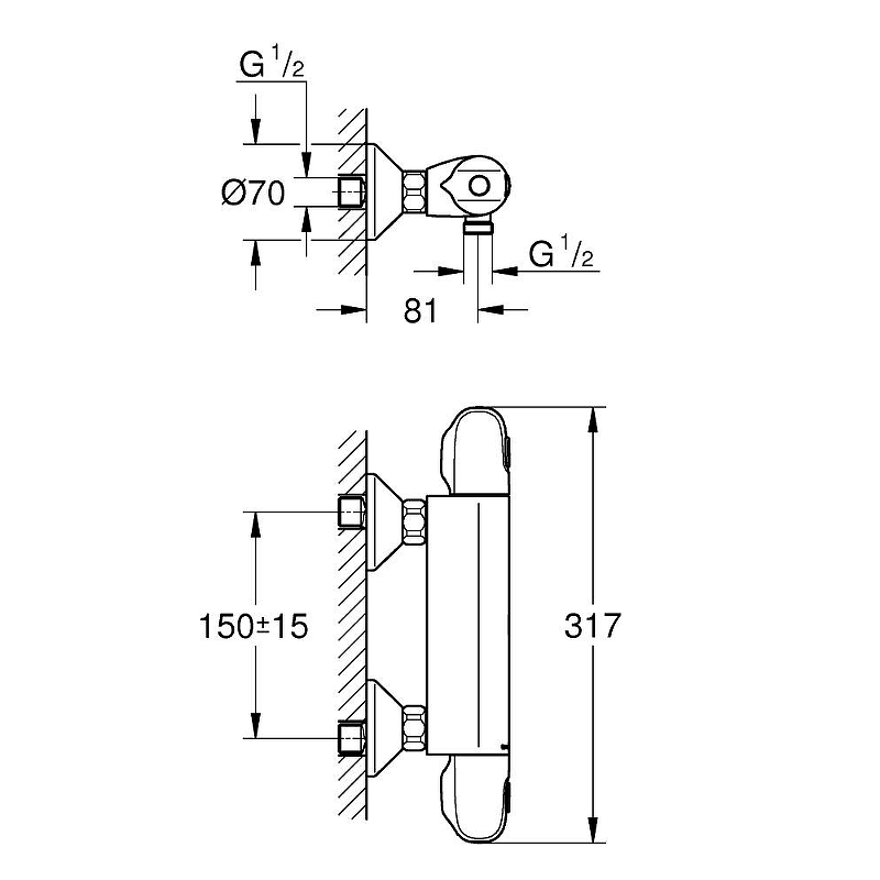 Смеситель для душа Grohe Grohtherm 1000 34814003 термостат, хром