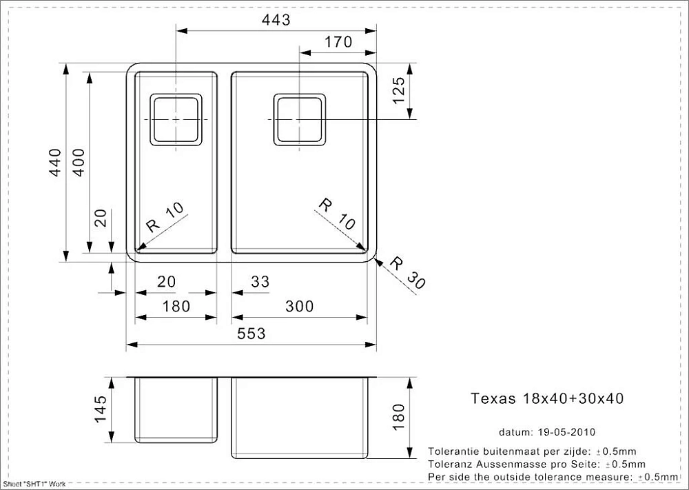 Кухонная мойка Reginox Texas 44068 хром