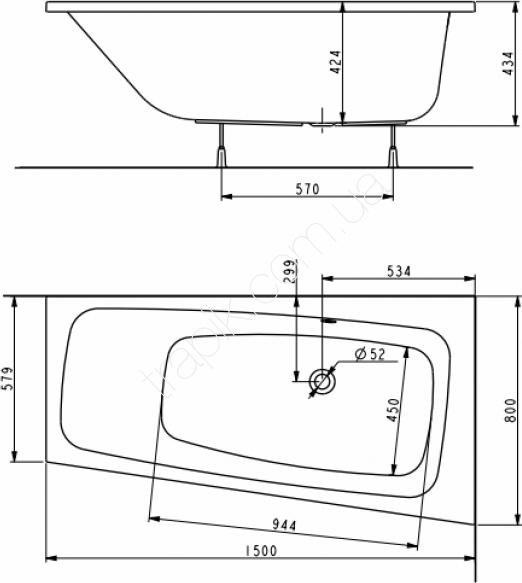 Асимметричная ванна KOLO Split XWA1650000 (правая)