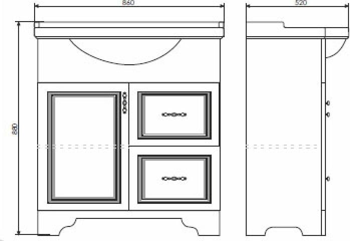 Тумба с раковиной Comforty Севилья 85 00-00003083, слоновая кость