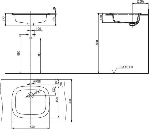 Раковина 53 см TOTO NC/Public LW763Y, белый