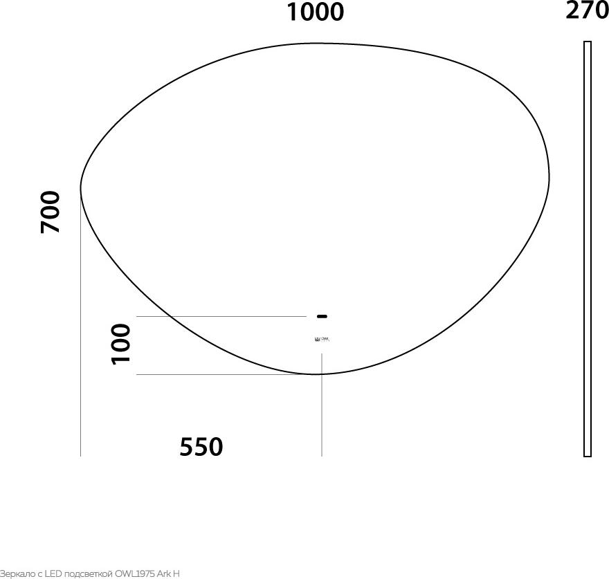 Зеркало Owl 1975 Ark 100 OWLM200800 с подсветкой и сенсорным выключателем