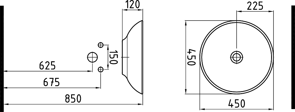 Раковина Bien Harmony HRLG04501FD0W3000 45 см