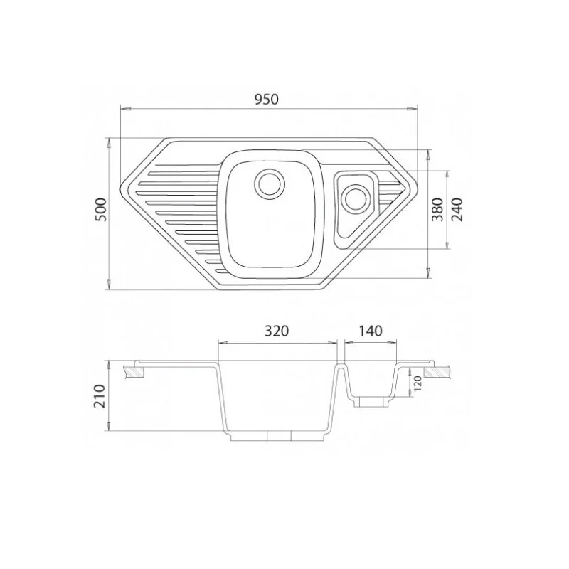 Кухонная мойка GranFest Corner C-950E синий синий