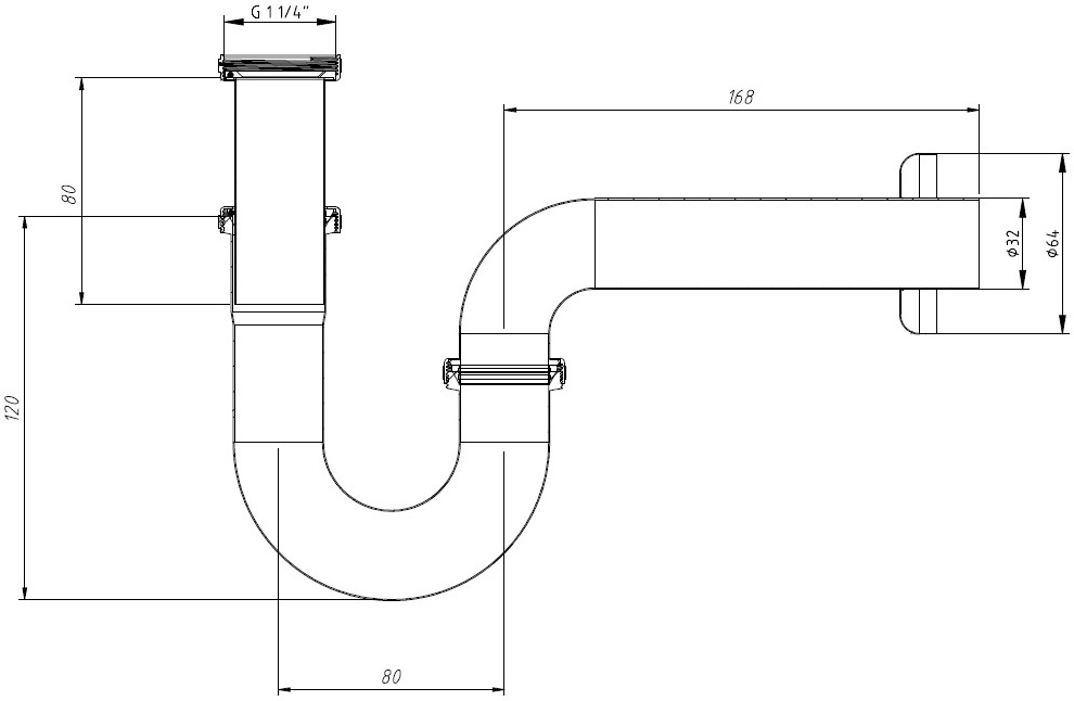 Сифон Uni-Flow Practic 402100CR хром