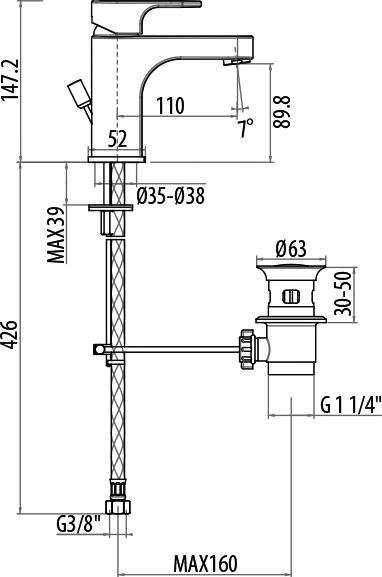 Смеситель для раковины Gattoni H2Omix1000 1041/10С0cr, хром