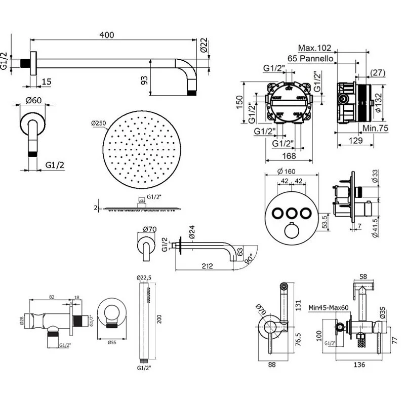 Смеситель для душа Plumberia Selection Psbox KITZPSB03CR60 черный