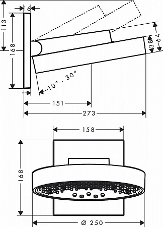 Верхний душ 250 3 jet Hansgrohe Rainfinity 26232000, хром