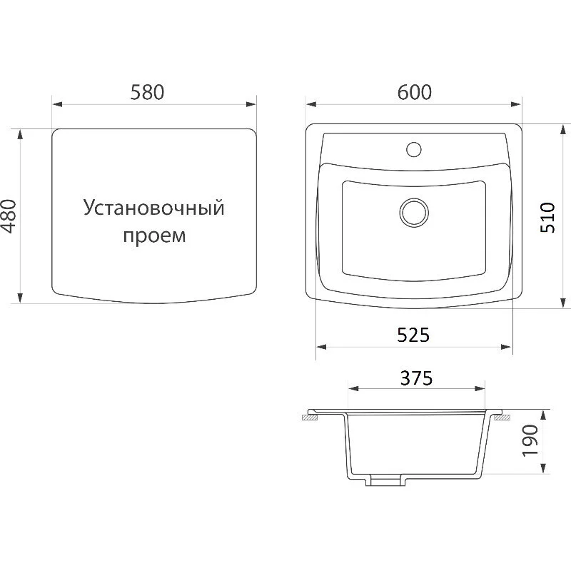 Кухонная мойка Domaci Бьелла DMC-03-309 темно-серая серый