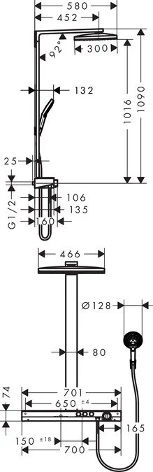 Душевая система Hansgrohe Rainmaker Select 460 27028400 хром, белый