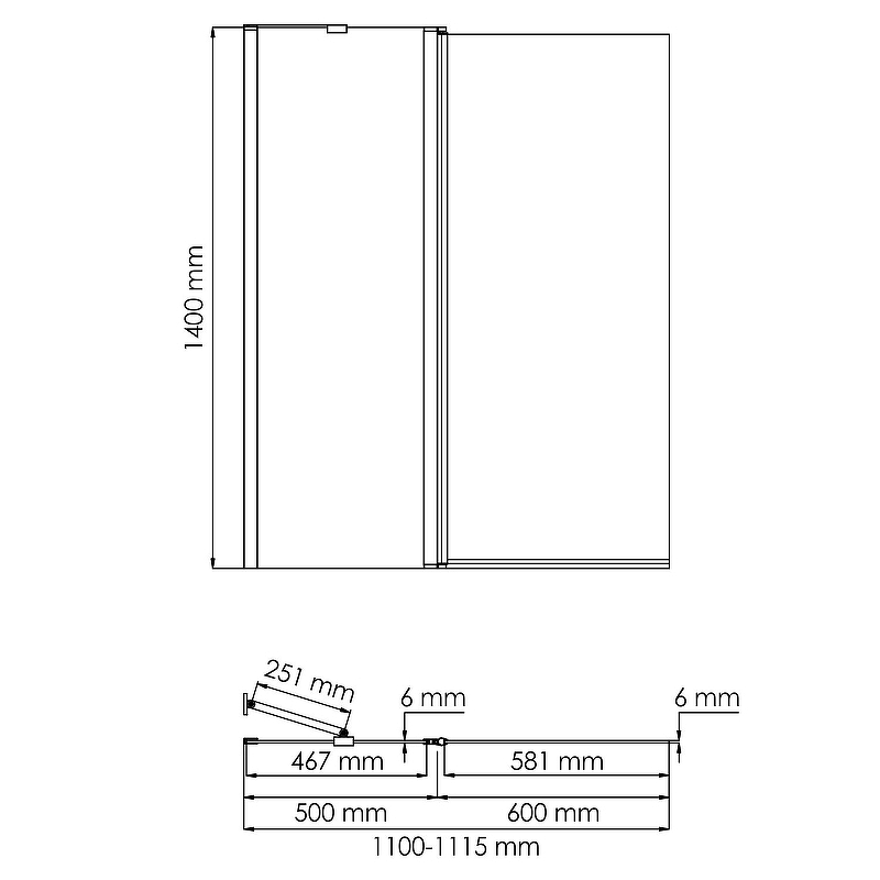 Шторка на ванну Wasserkraft Salm 110 27P02-110 Fixed профиль хром