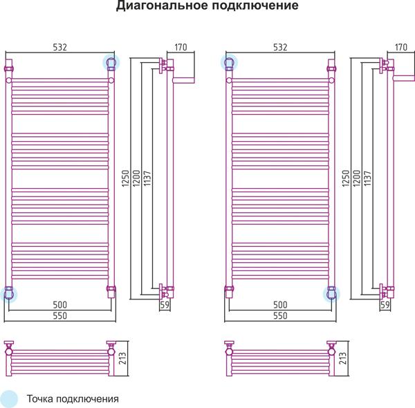 Полотенцесушитель водяной Сунержа Богема 00-0103-1250 120x50 с полкой