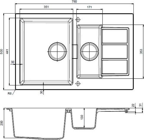 Кухонная мойка 78 см Franke Sirius SID 651-78 3,5" 114.0489.242, оникс