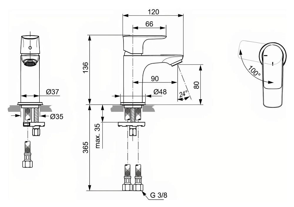 Смеситель для раковины Ideal Standard Connect Air A7019AA хром