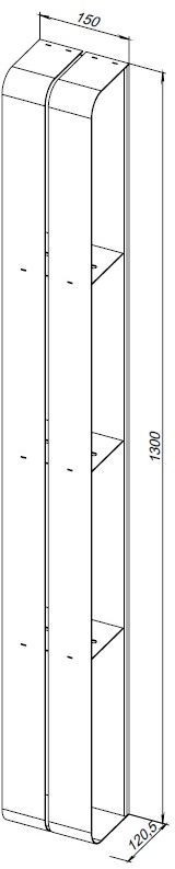 Полка Aquanet Магнум H 00326458 15x130 черная матовая, вертикальная