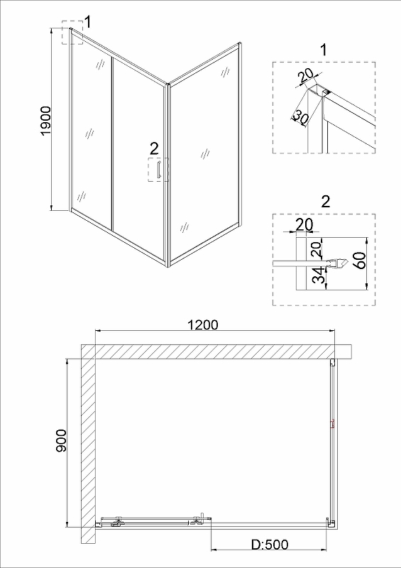 Душевой уголок Niagara Nova 120x90 NG-42-12AG-A90G, профиль золото, стекло прозрачное