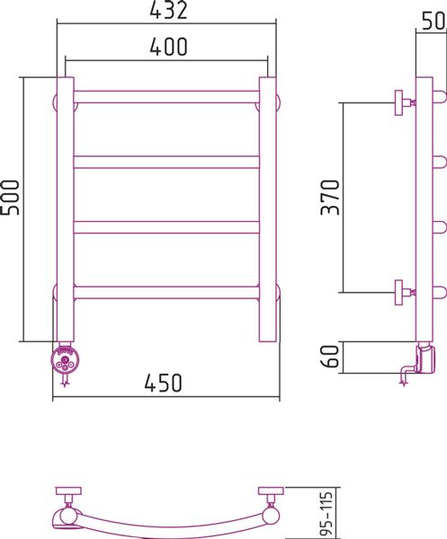 Полотенцесушитель электрический Сунержа Галант 50x40 L