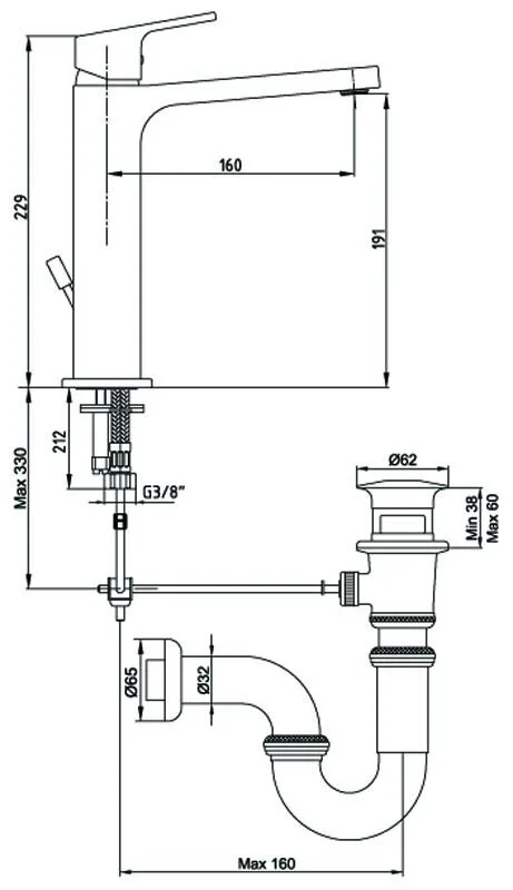 Смеситель для раковины E.C.A Tiera 102188013ex хром