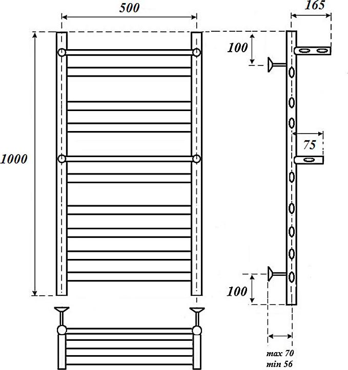 Полотенцесушитель электрический Point Артемида PN14150PE П8 500x1000 c 2 полками, хром