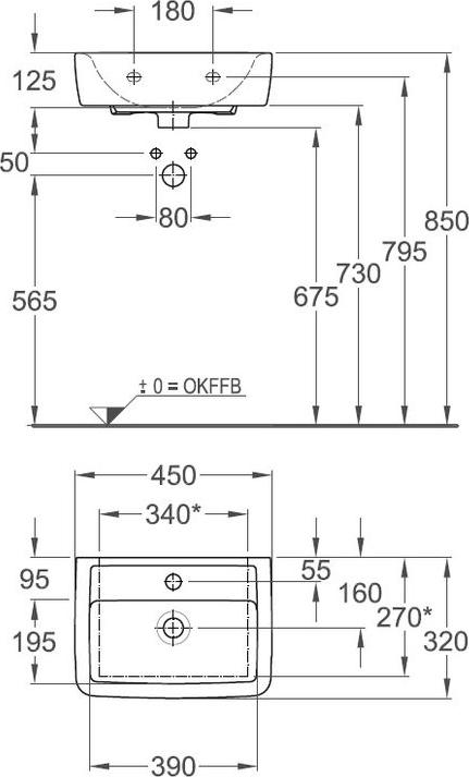 Раковина 45 см Geberit (Keramag) Renova Nr. 1 Plan 272147000, белый