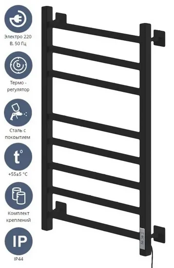 Полотенцесушитель электрический Ника Step-2 STEP-2 80/40 черн мат U черный