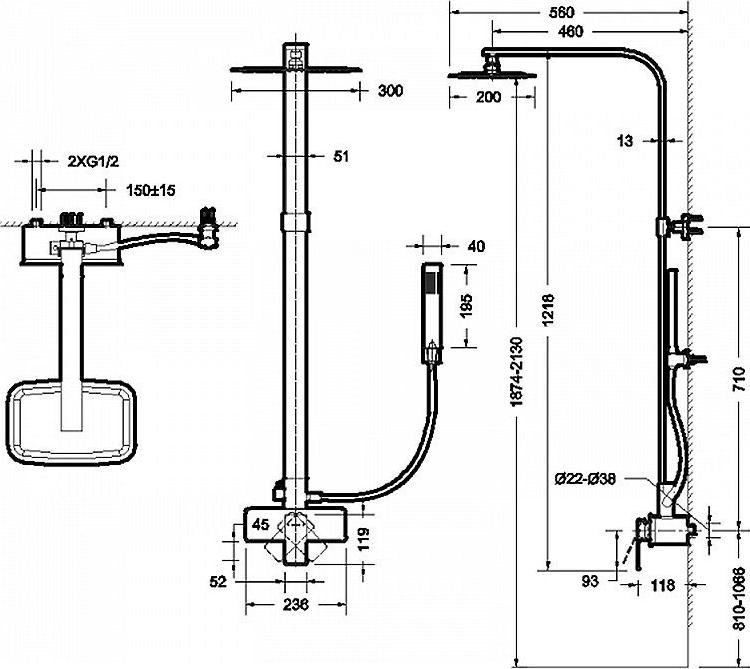 Душевая стойка Bravat Phillis F956101C-A-ENG, хром