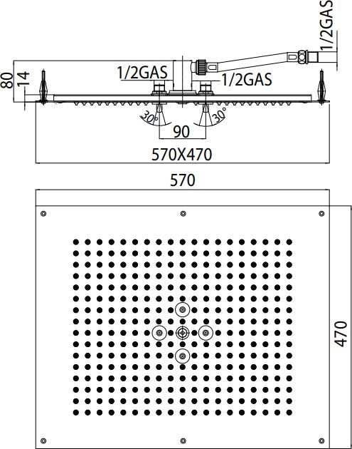 Верхний душ Bossini DREAM - Flat H38657.030 57x47