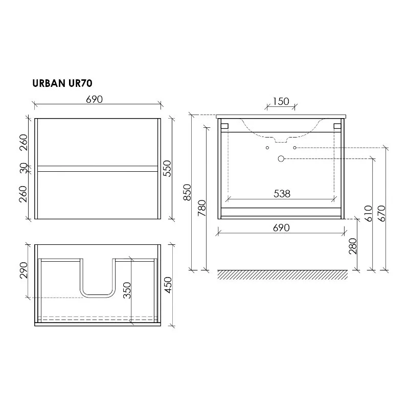 Тумба под раковину Sancos Urban UR70EG бежевый