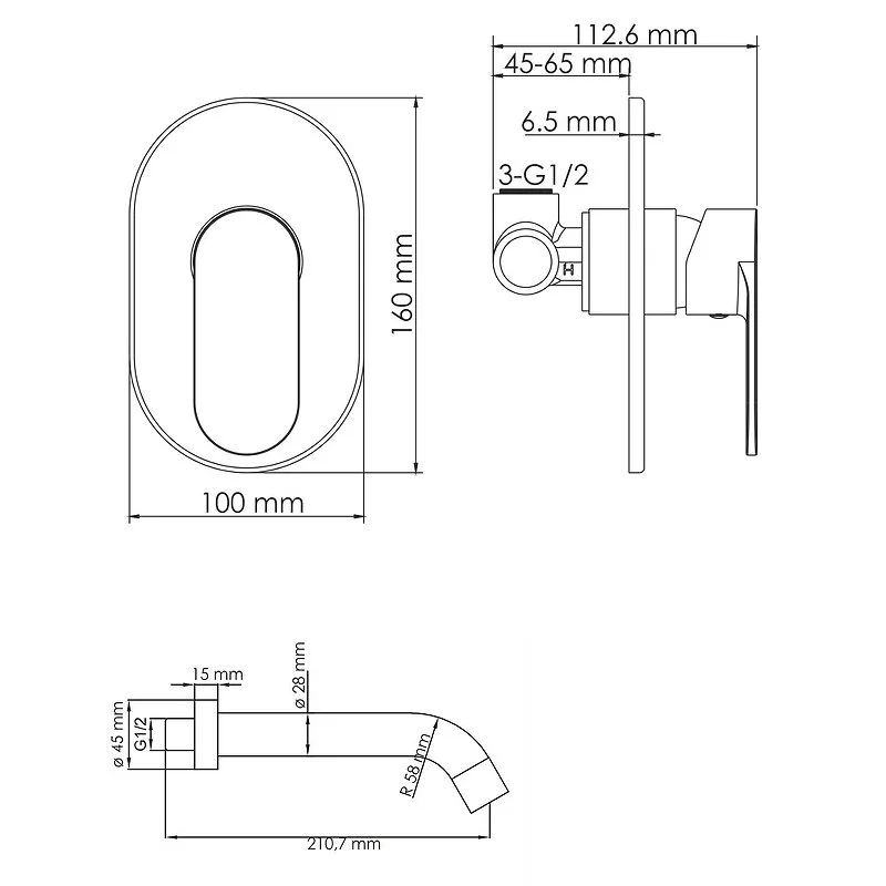 Смеситель для раковины WasserKRAFT Elbe 7400 A74543 черный