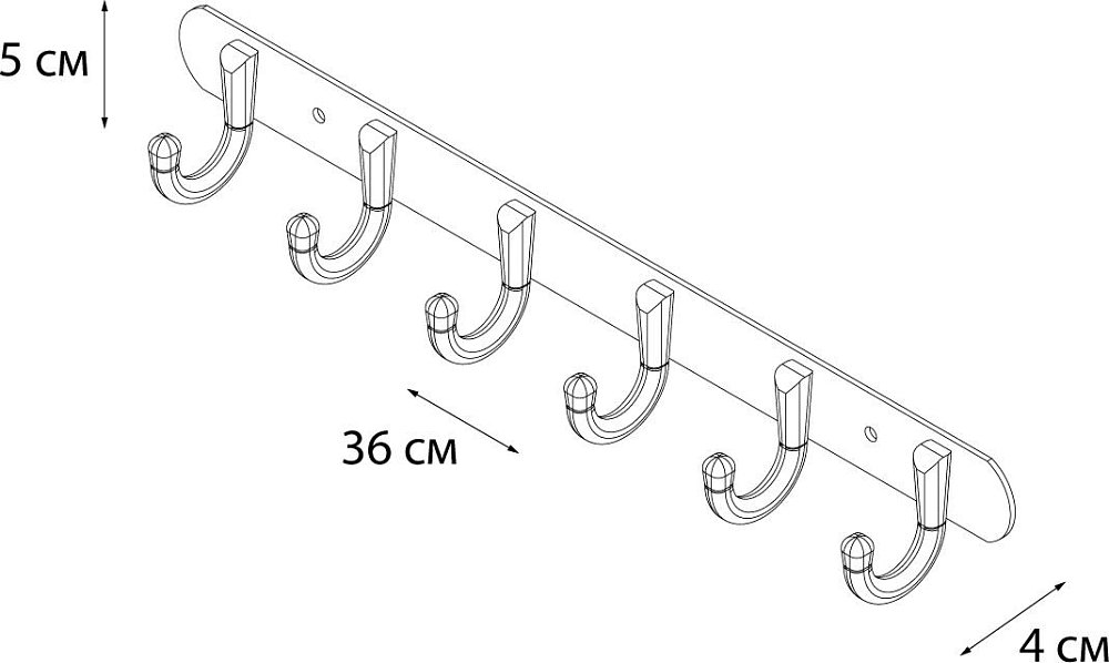 Планка Fixsen FX-1716 хром 6 крючков