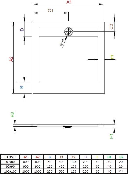 Душевой поддон Radaway Teos C 90x90 см HTC9090-04, белый