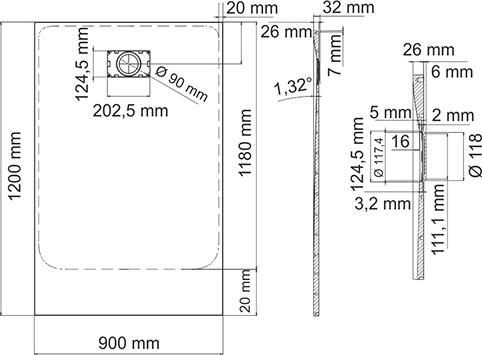 Поддон для душа Wasserkraft Leine 35T07 120 см