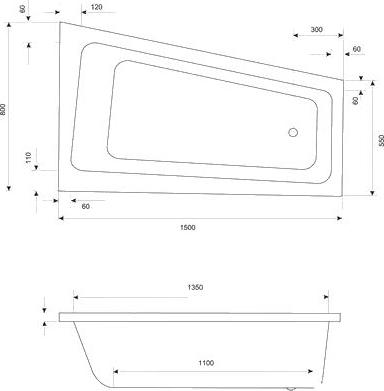 Акриловая ванна Excellent Ava Comfort 150х80 WAEX.AVP15WH правая